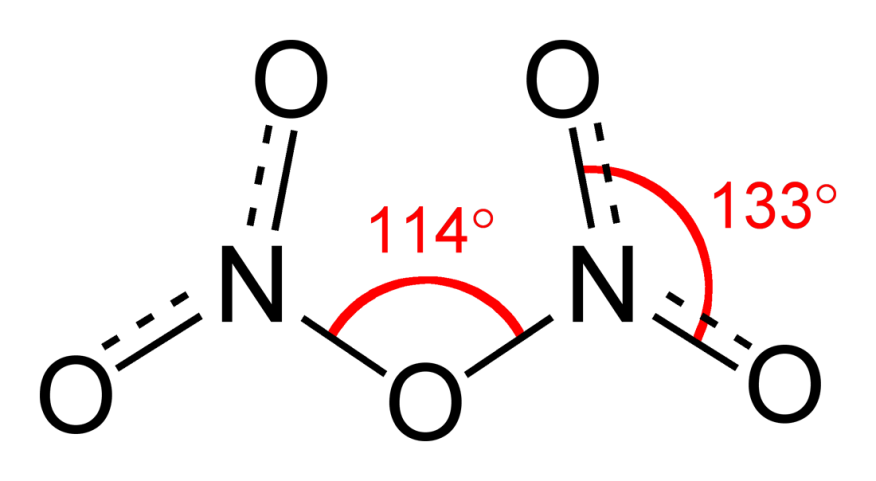 Bond angles of dinitrogen pentoxide